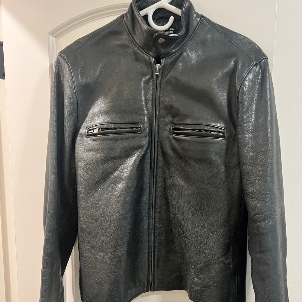 Polo Ralph Lauren Black Leather Jacket Size Medium
